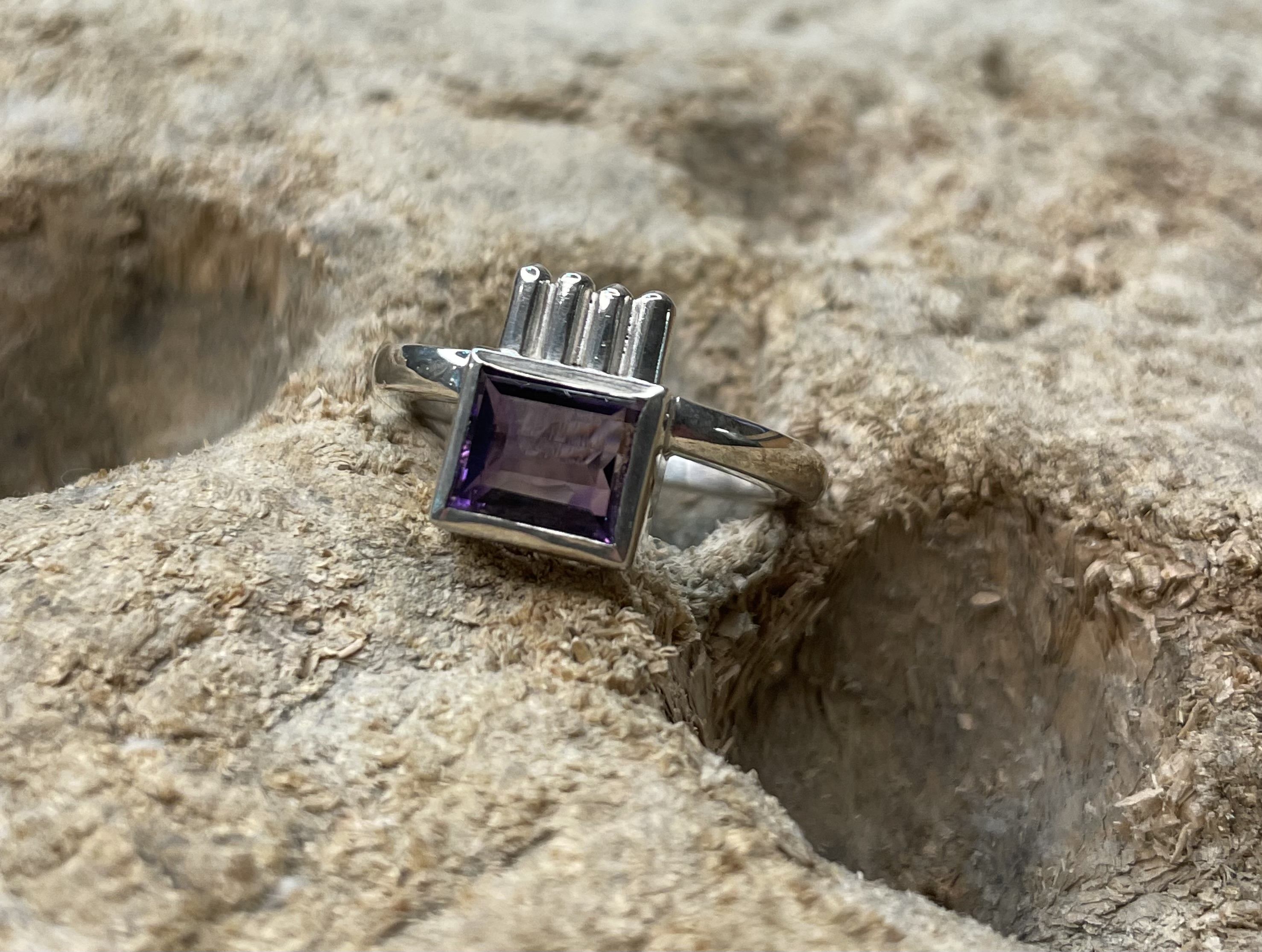 Ring Amethyst eckig 