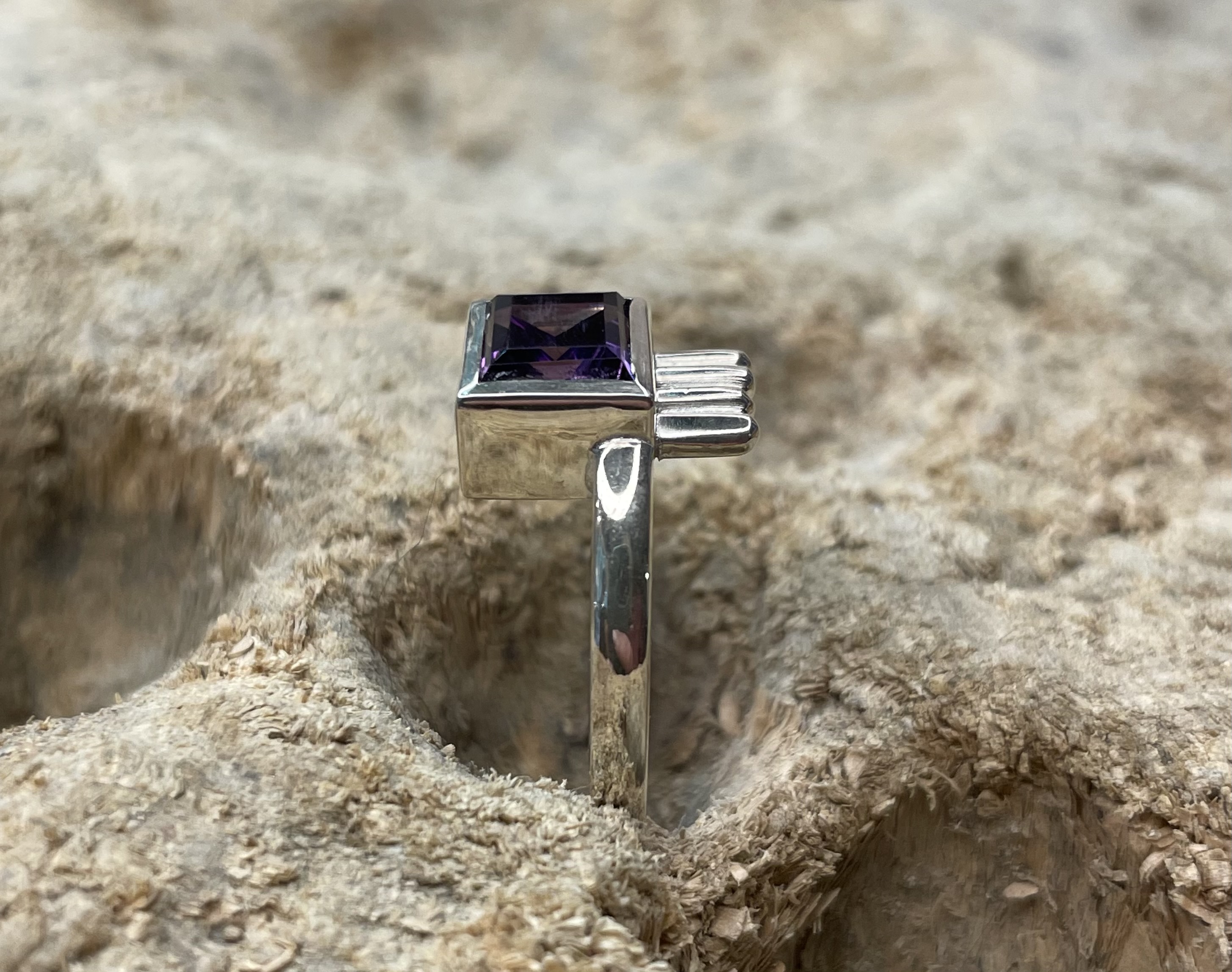 Ring Amethyst eckig 